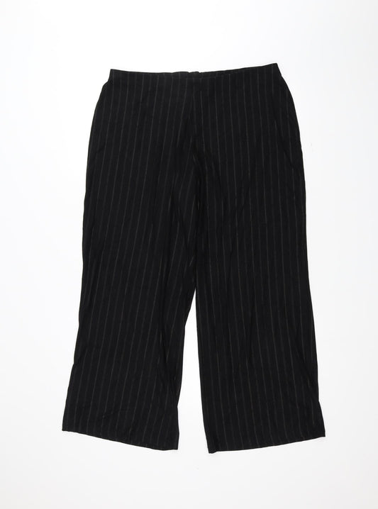 Marks and Spencer Womens Black Striped  Trousers  Size 18 L24 in
