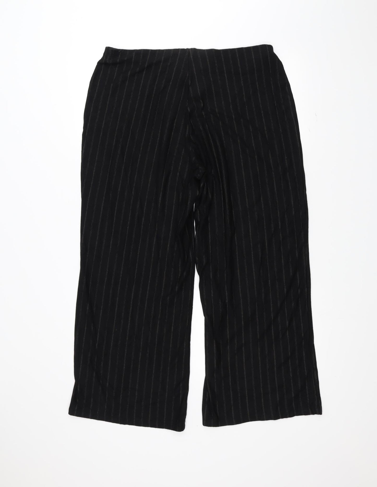 Marks and Spencer Womens Black Striped  Trousers  Size 18 L24 in