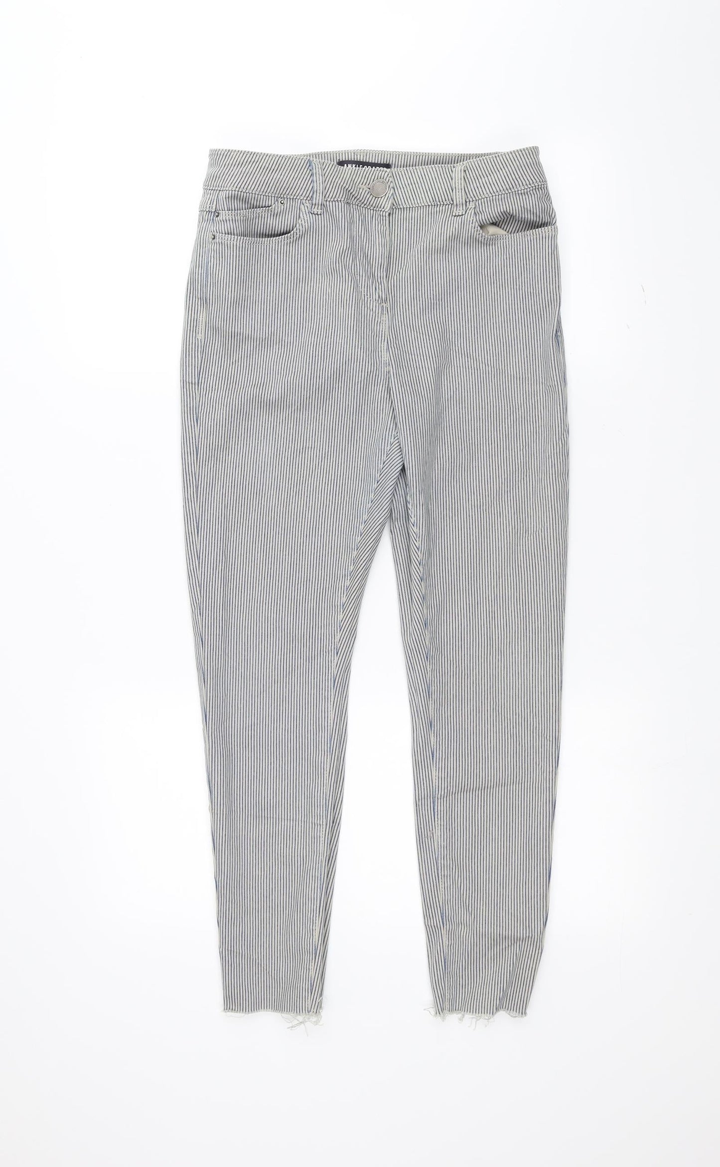 Marks and Spencer Womens White Striped  Skinny Jeans Size 10 L25 in