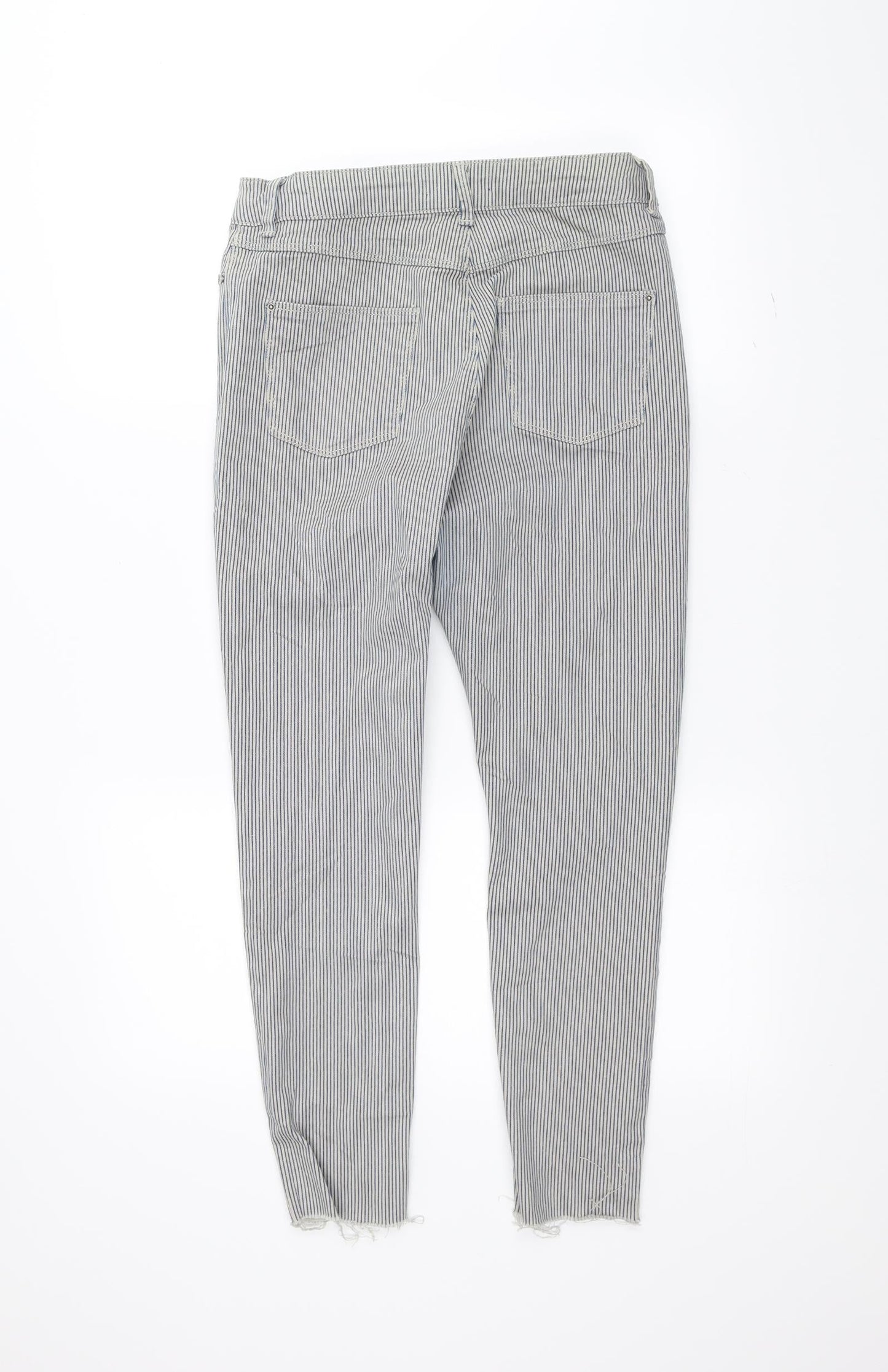 Marks and Spencer Womens White Striped  Skinny Jeans Size 10 L25 in