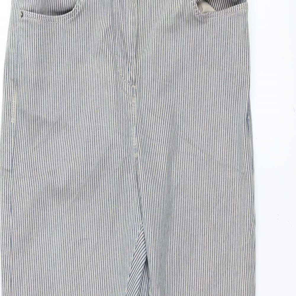 Marks and Spencer Womens White Striped  Skinny Jeans Size 10 L25 in