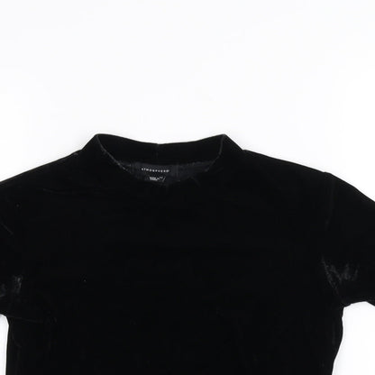 Preloved Atmosphere Womens Black   Basic T-Shirt Size 10  - cropped - Detail