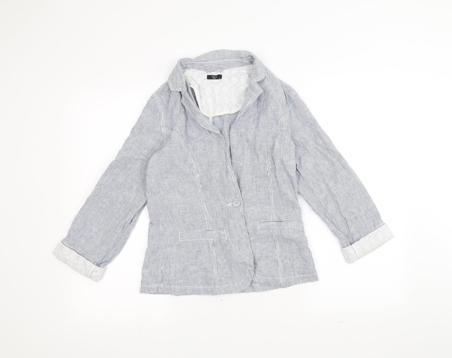 M&Co Womens Blue Striped  Jacket  Size 8