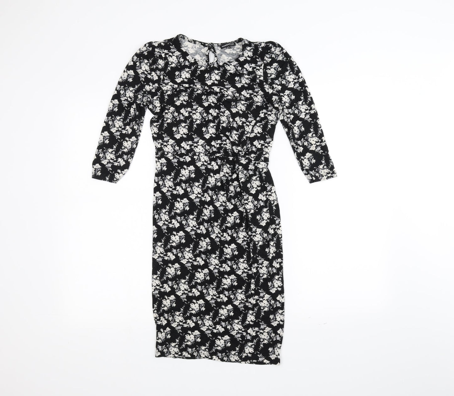 Warehouse Womens Black Floral  Pencil Dress  Size 8
