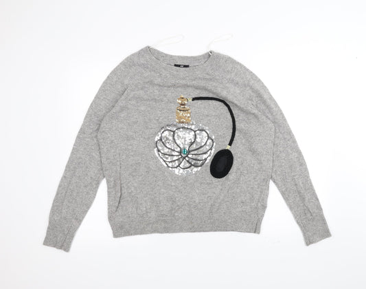 H&M Womens Grey   Pullover Jumper Size M