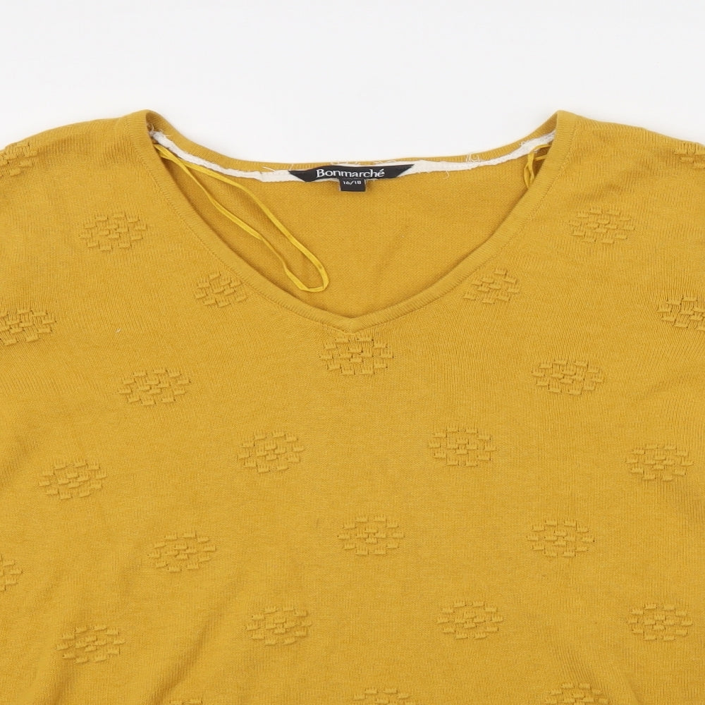 Bonmarché Womens Yellow Polka Dot  Pullover Jumper Size 16