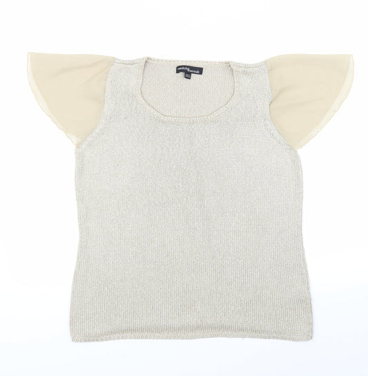 Wardrobe Essentials Womens Beige   Basic Tank Size 12  - Sheer Sleeves