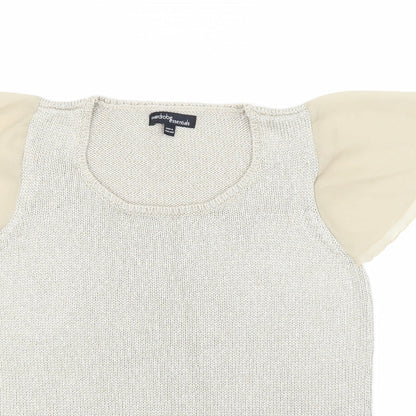 Preloved Wardrobe Essentials Womens Beige   Basic Tank Size 12  - Sheer Sleeves - Detail