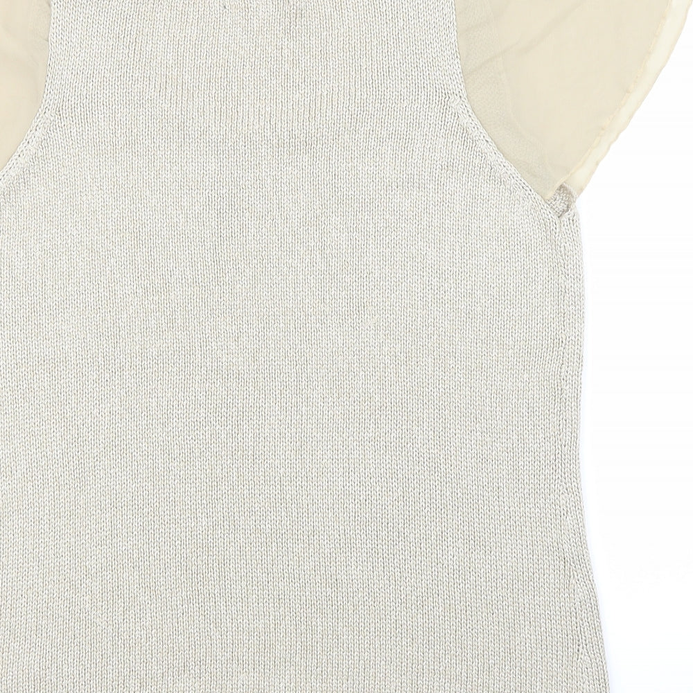 Wardrobe Essentials Womens Beige   Basic Tank Size 12  - Sheer Sleeves