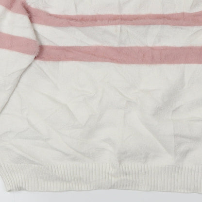 Preloved Primark Girls White Striped  Pullover Jumper Size 10-11 Years - Label