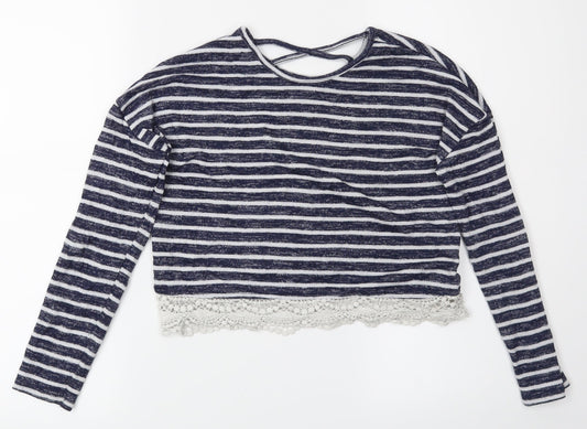 YD Girls Blue Striped  Basic Blouse Size 10-11 Years