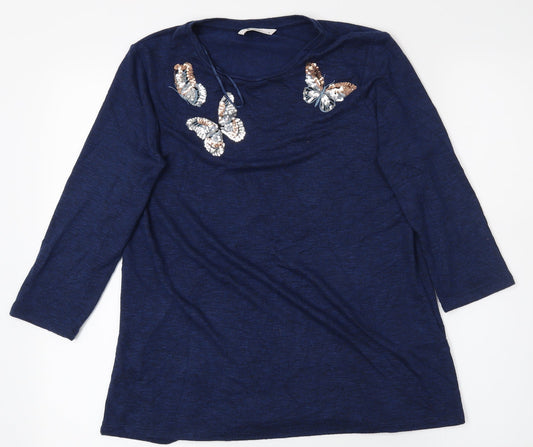 Tu Woman Womens Blue   Basic T-Shirt Size 8  - Butterflies