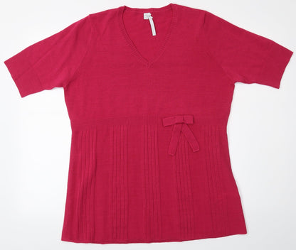 Preloved Note Womens Pink   Basic T-Shirt Size 12 - Front