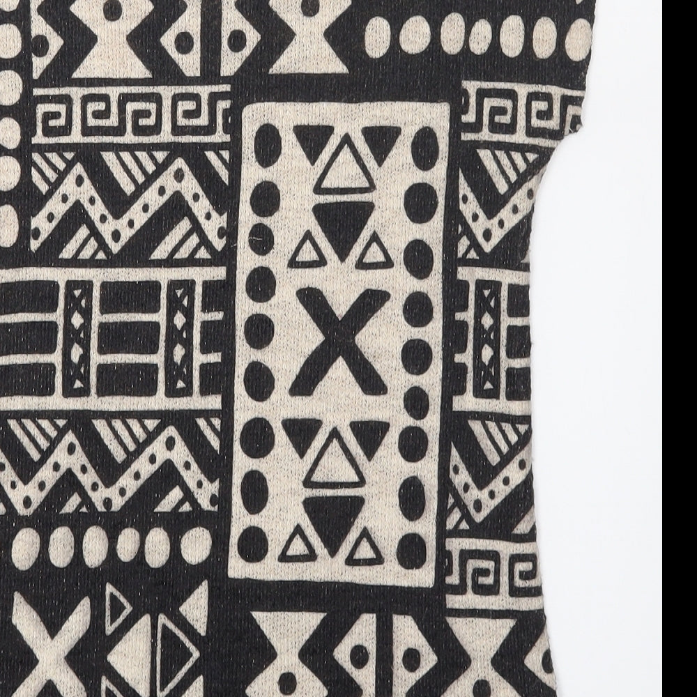 Ginger G Womens Black Geometric  Basic T-Shirt Size M