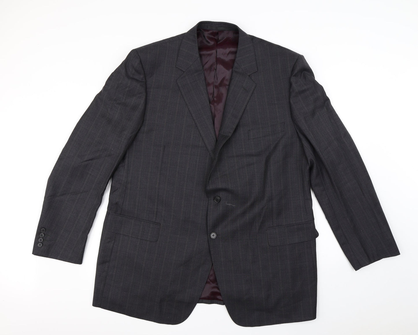 m&s Mens Black Plaid  Jacket Blazer Size XL  - Shoulder Pads