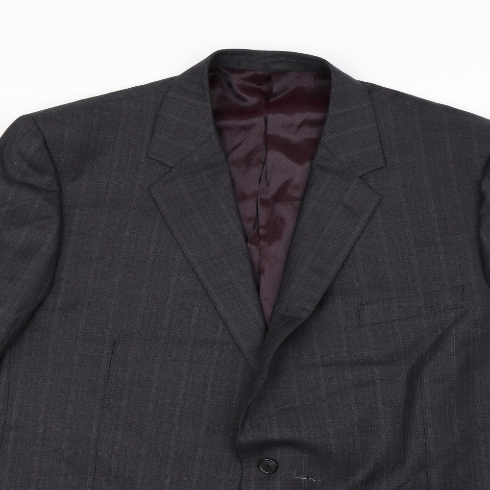 m&s Mens Black Plaid  Jacket Blazer Size XL  - Shoulder Pads