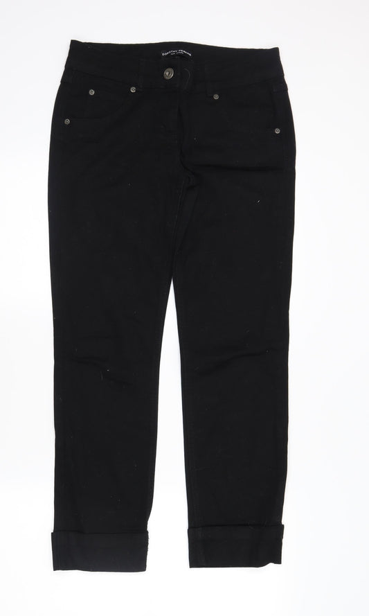 Dorothy Perkins Womens Black  Denim Straight Jeans Size 10 L28 in