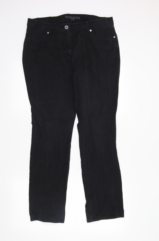 GINA LAURA Womens Beige  Denim Straight Jeans Size 16 L29 in