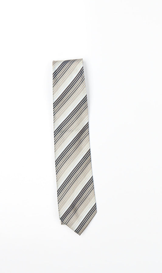 George Mens Beige Striped  Pointed Tie One Size