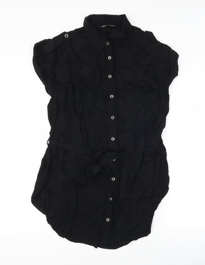 Preloved Marks and Spencer Womens Black   Basic Button-Up Size 8  - longline - Front