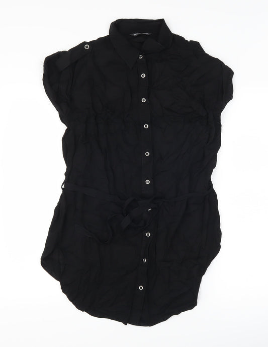 Marks and Spencer Womens Black   Basic Button-Up Size 8  - longline