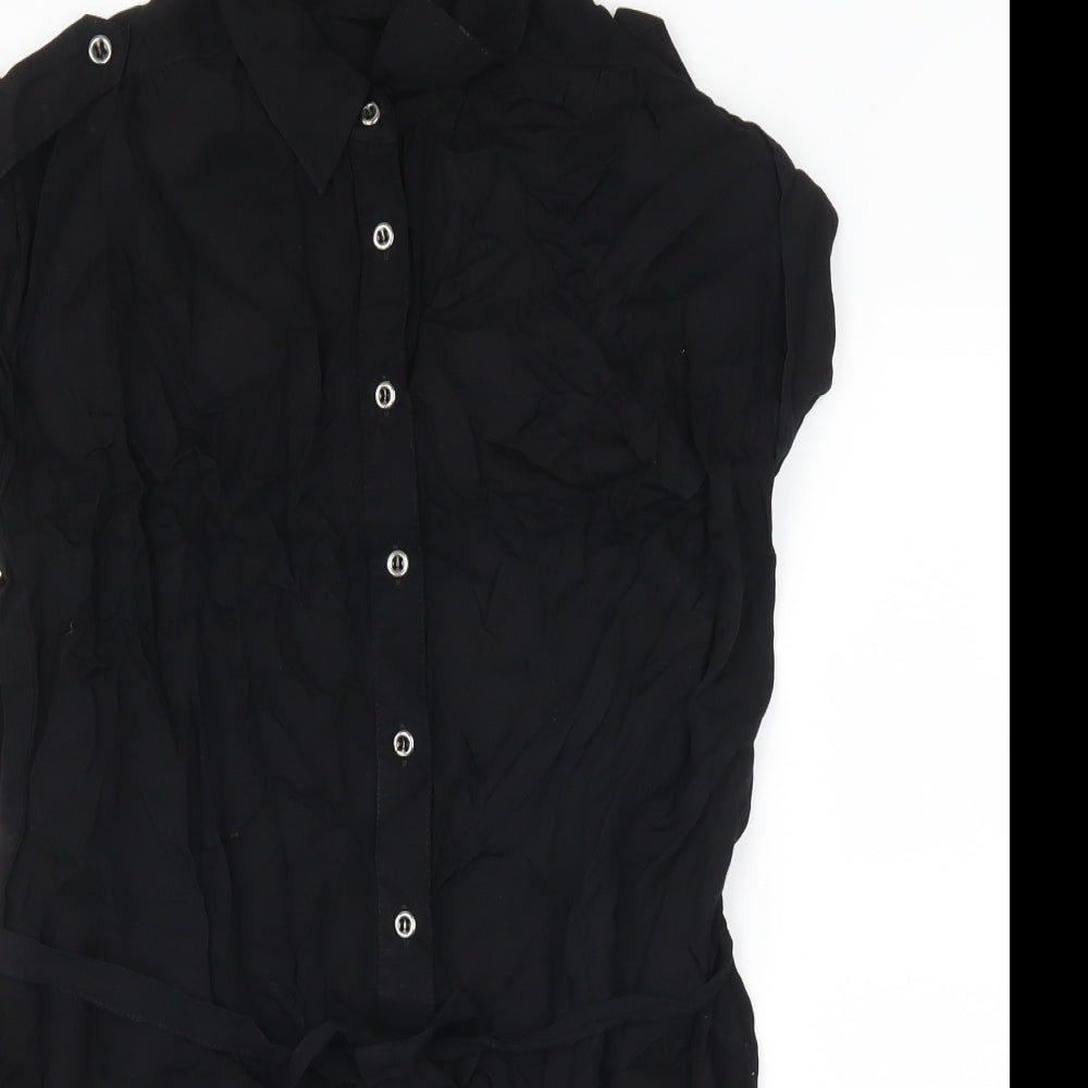 Marks and Spencer Womens Black   Basic Button-Up Size 8  - longline