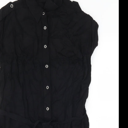 Preloved Marks and Spencer Womens Black   Basic Button-Up Size 8  - longline - Detail