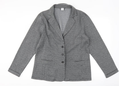 Preloved Cotton Traders Womens Grey Herringbone  Jacket Suit Jacket Size 16 - Front