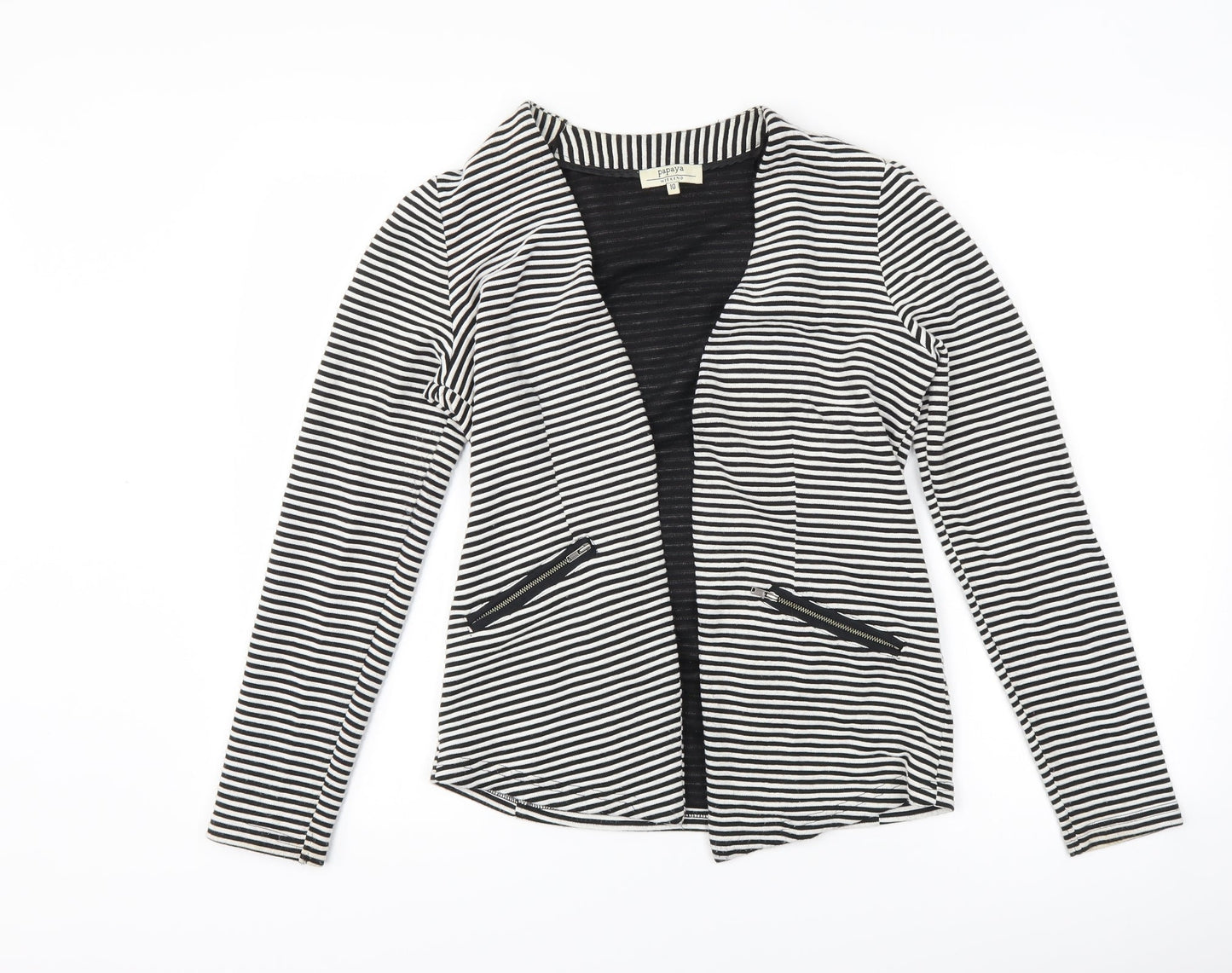 Papaya Womens Black Striped  Jacket Blazer Size 10