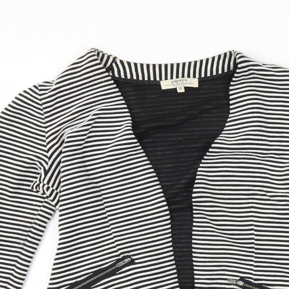 Papaya Womens Black Striped  Jacket Blazer Size 10