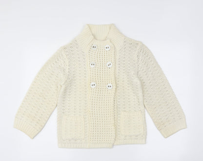Preloved Internacionale Womens Ivory   Cardigan Jumper Size 10 - Front