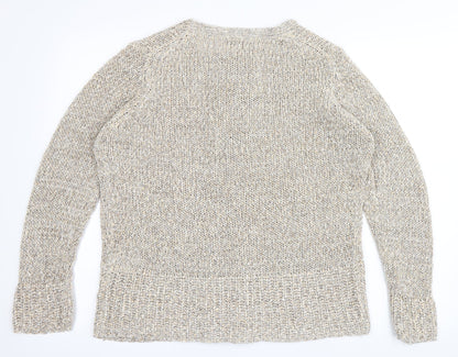 Preloved Marks and Spencer Womens Beige   Cardigan Jumper Size 14 - Back