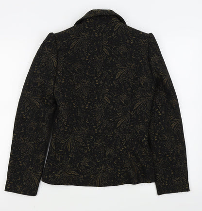 Preloved fae brains Womens Black Floral  Jacket Blazer Size 8 - Back