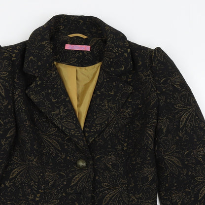 Preloved fae brains Womens Black Floral  Jacket Blazer Size 8 - Detail