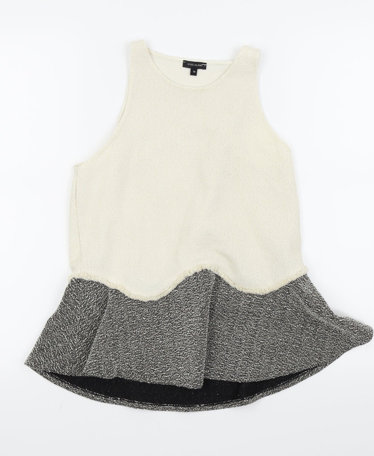 River Island Womens White Houndstooth  Basic Tank Size 10