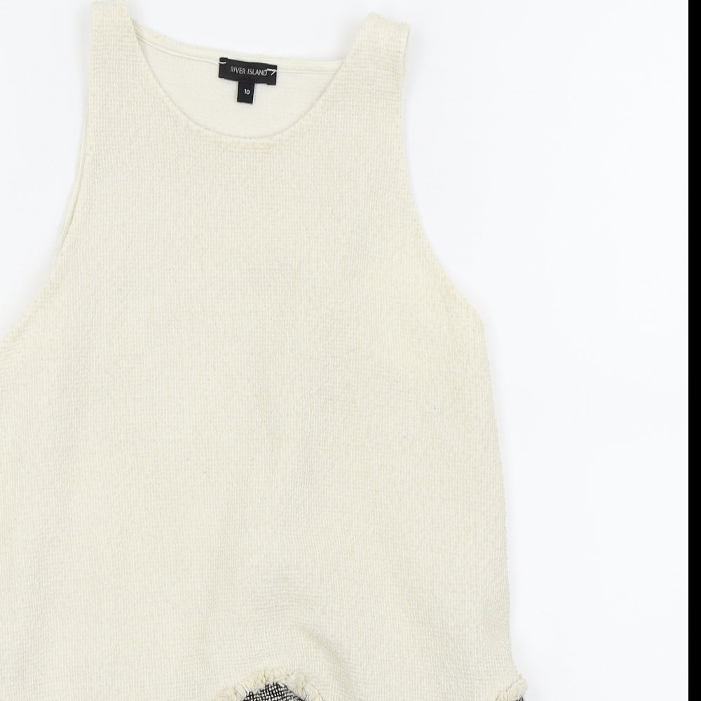 River Island Womens White Houndstooth  Basic Tank Size 10