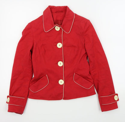 Preloved Topshop Womens Red   Jacket Blazer Size 6 - Front