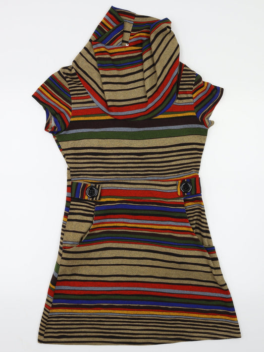Tenki Womens Multicoloured Striped  Fit & Flare  Size M