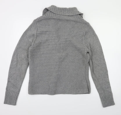 Preloved m&s Womens Grey   Cardigan Jumper Size 14 - Back