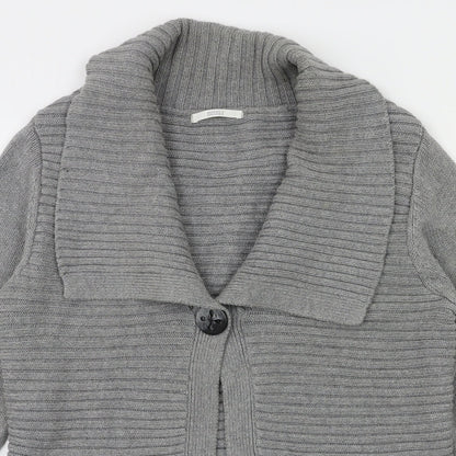 Preloved m&s Womens Grey   Cardigan Jumper Size 14 - Detail