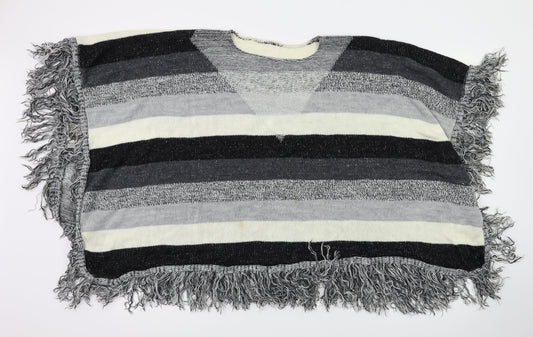 Preworn Womens Grey Striped   Shawl/Wrap