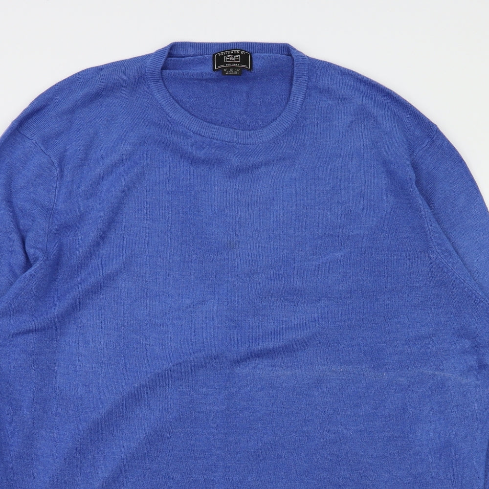 F&F Mens Blue Houndstooth  Pullover Sweatshirt Size XL