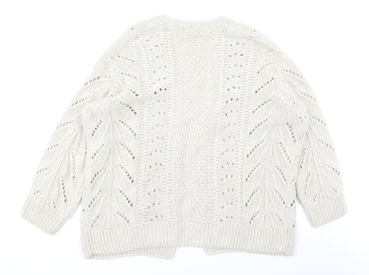 Preloved George Womens Beige   Cardigan Jumper Size M - Back