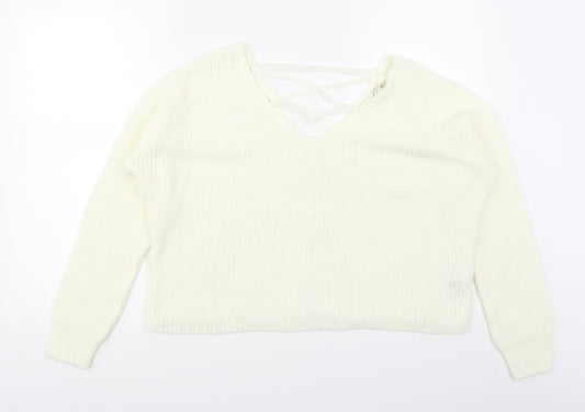 Miss Selfridge Womens White   Pullover Jumper Size 8  - Lace corset back