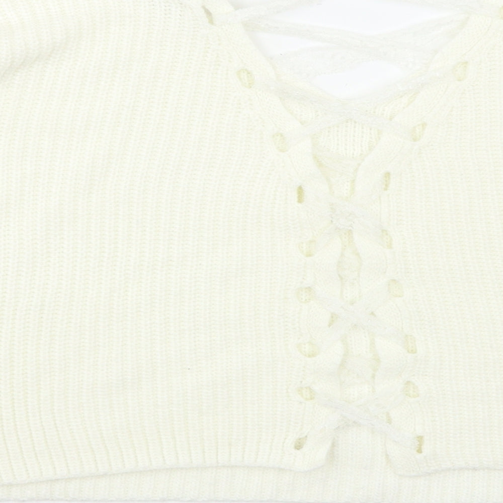 Miss Selfridge Womens White   Pullover Jumper Size 8  - Lace corset back