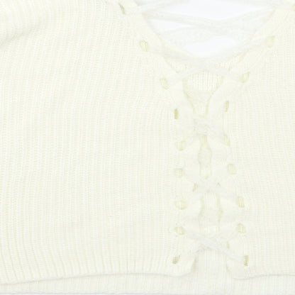 Preloved Miss Selfridge Womens White   Pullover Jumper Size 8  - Lace corset back - Label
