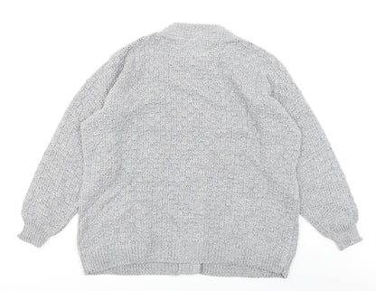 Preloved Pure & Natural Womens Grey   Cardigan Jumper Size L - Back