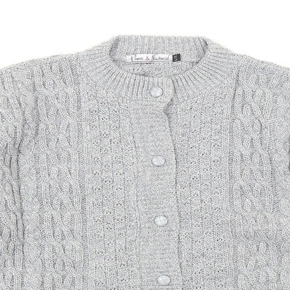 Preloved Pure & Natural Womens Grey   Cardigan Jumper Size L - Detail