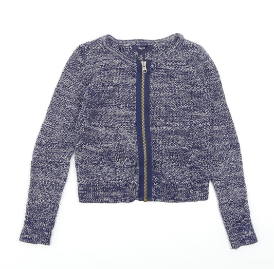 Preloved Gap kids Girls Blue  Knit Cardigan Jumper Size 6-7 Years - Front