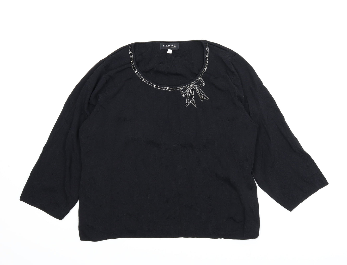 Femme Womens Black   Pullover Jumper Size XL